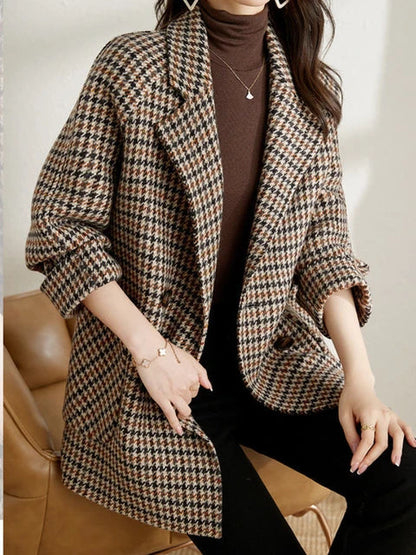 Classic Plaid Women's Blazer Jacket - OutfitLondon