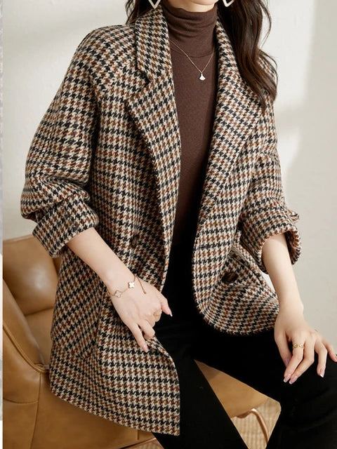 Classic Plaid Women's Blazer Jacket - OutfitLondon