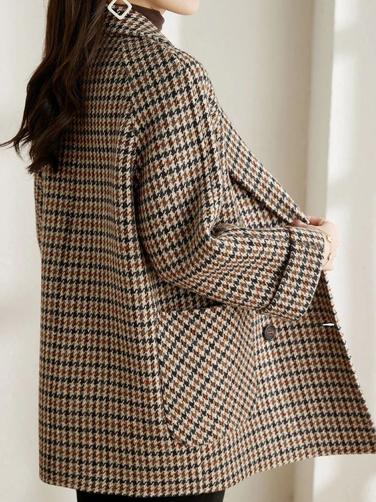 Classic Plaid Women's Blazer Jacket