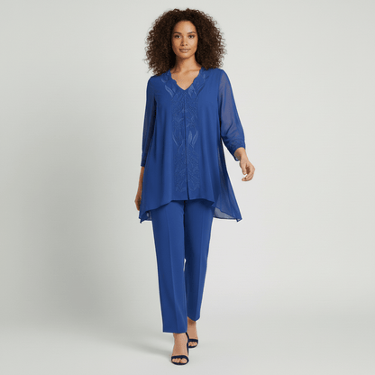 Embroidered 2 Piece Tunic and Slim Fit Pants Set - OutfitLondon