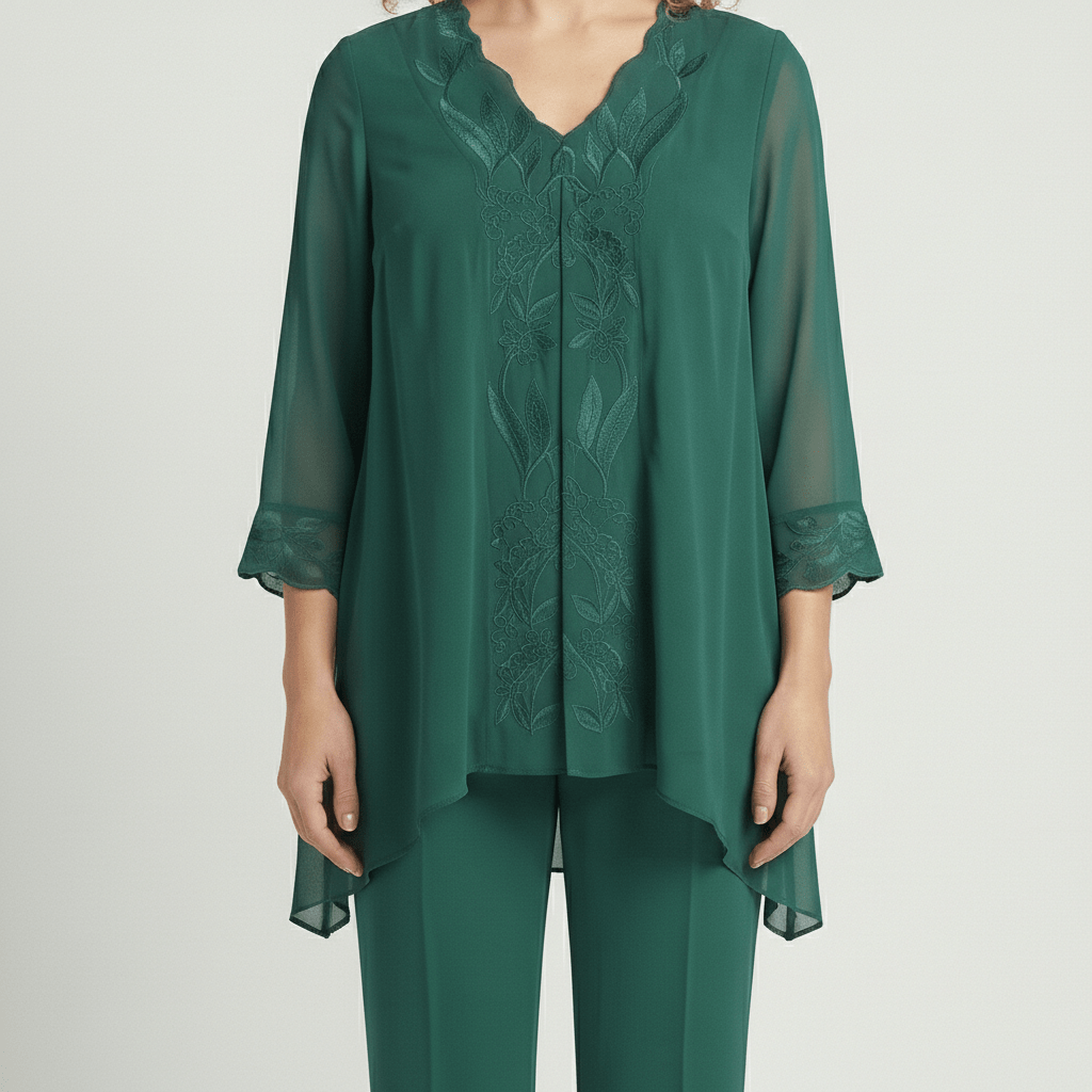 Embroidered 2 Piece Tunic and Slim Fit Pants Set