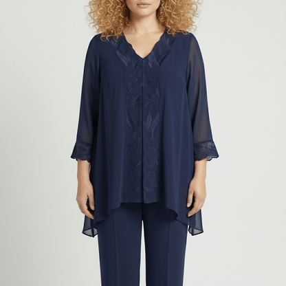 Embroidered 2 Piece Tunic and Slim Fit Pants Set