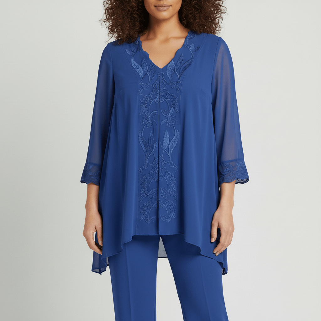 Embroidered 2 Piece Tunic and Slim Fit Pants Set