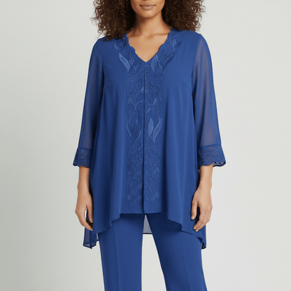 Embroidered 2 Piece Tunic and Slim Fit Pants Set