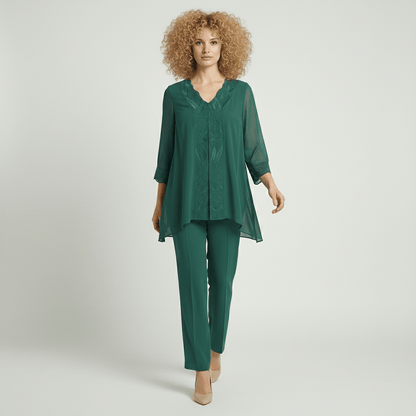 Embroidered 2 Piece Tunic and Slim Fit Pants Set