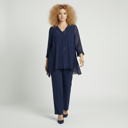 Embroidered 2 Piece Tunic and Slim Fit Pants Set