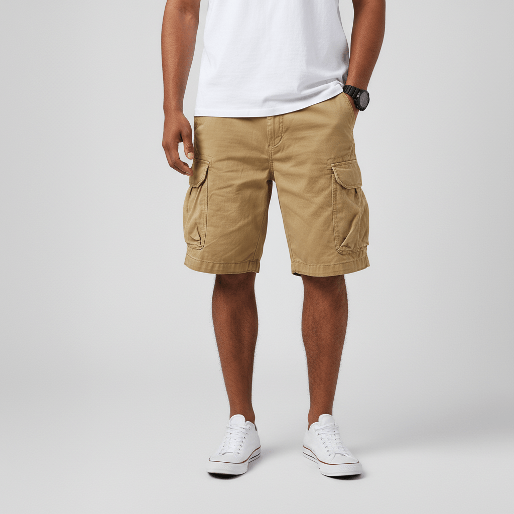 Relaxed Fit Cargo Shorts with Large Side Pockets - OutfitLondon