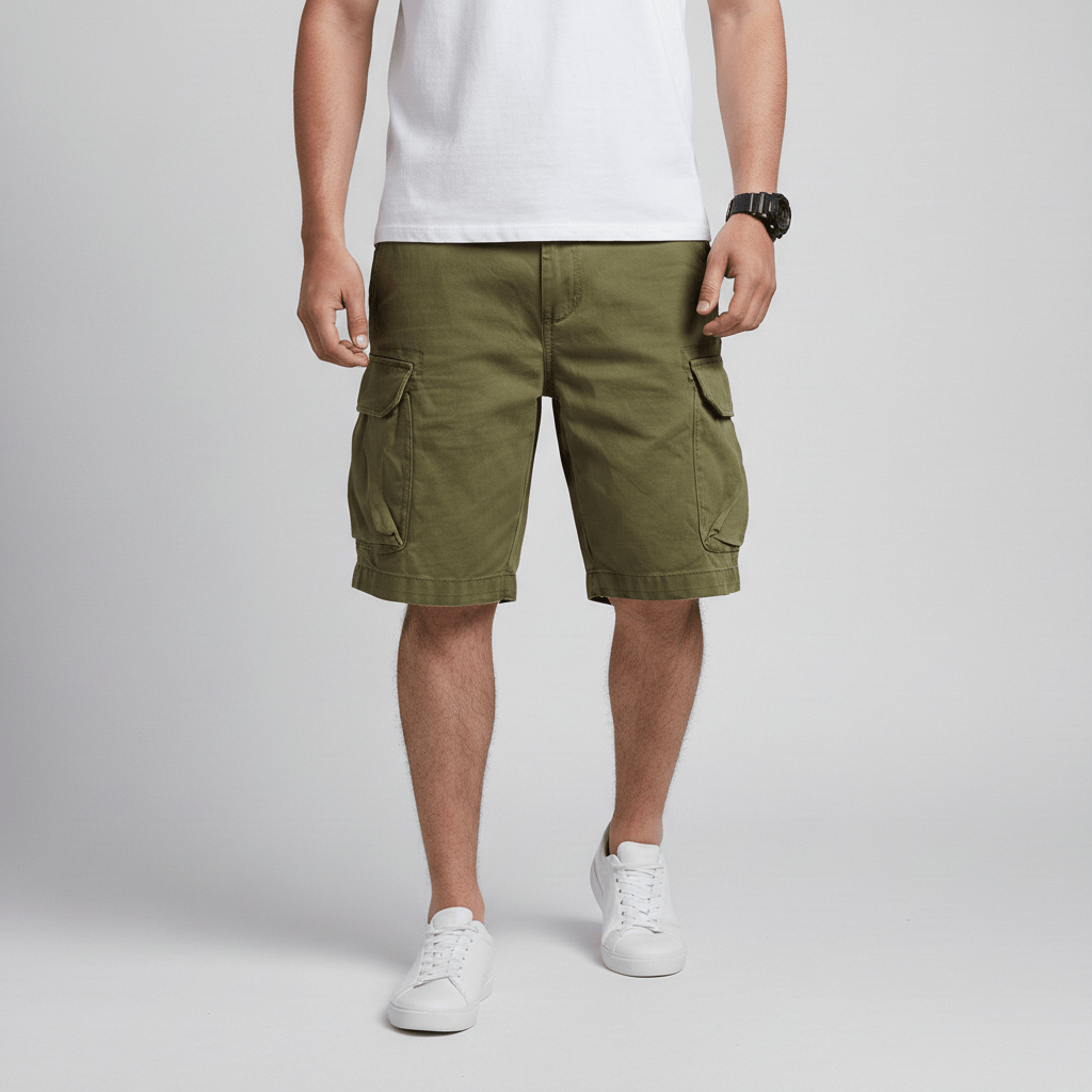 Relaxed Fit Cargo Shorts with Large Side Pockets