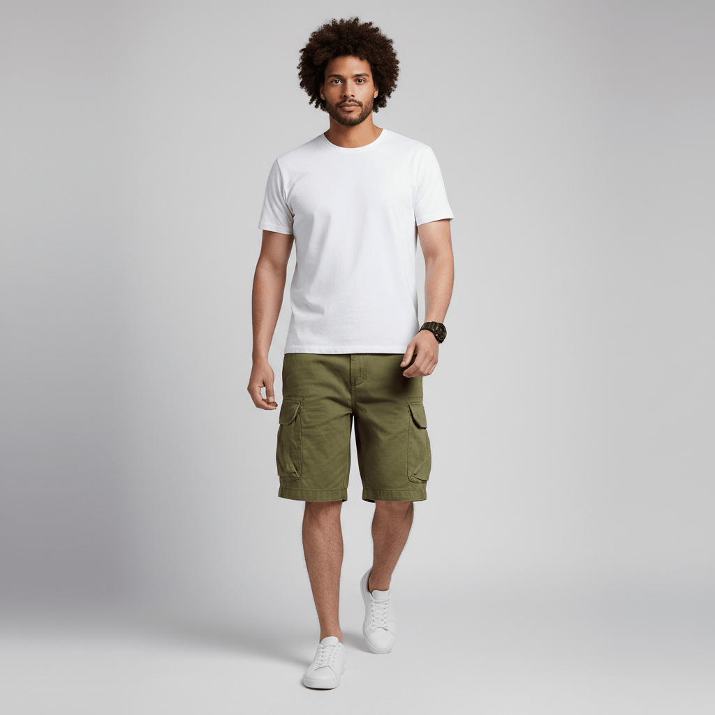Relaxed Fit Cargo Shorts with Large Side Pockets