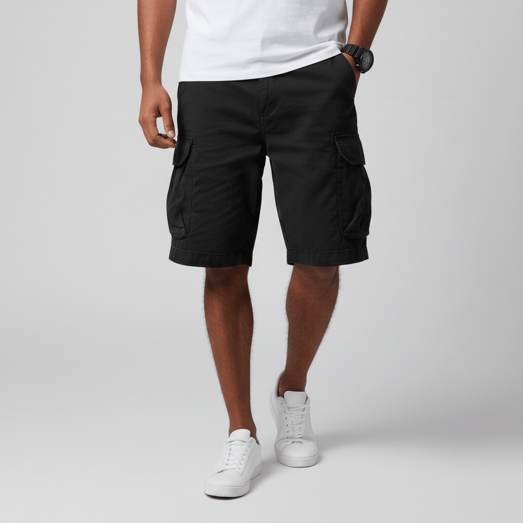 Relaxed Fit Cargo Shorts with Large Side Pockets