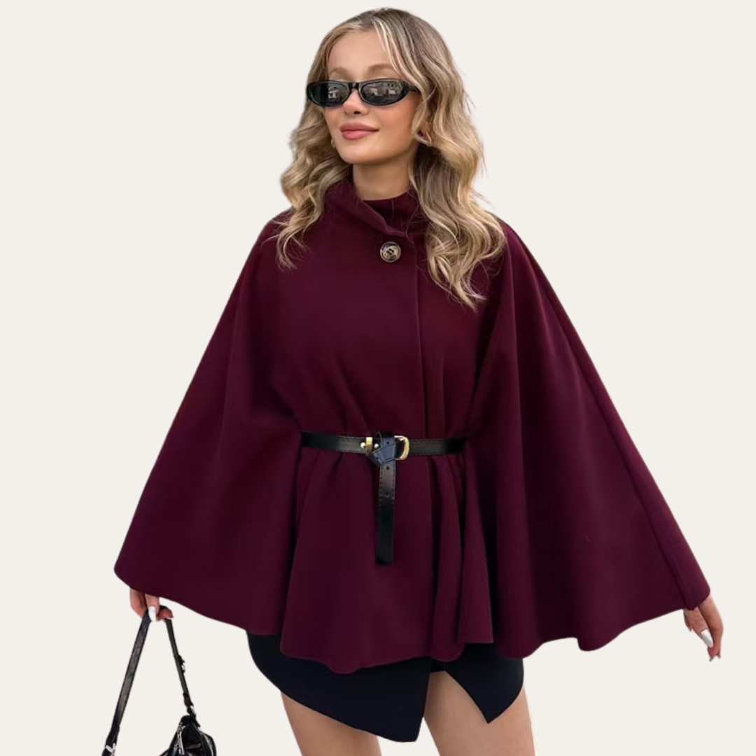 Fashionable Ladies Long Cape Coat - OutfitLondon