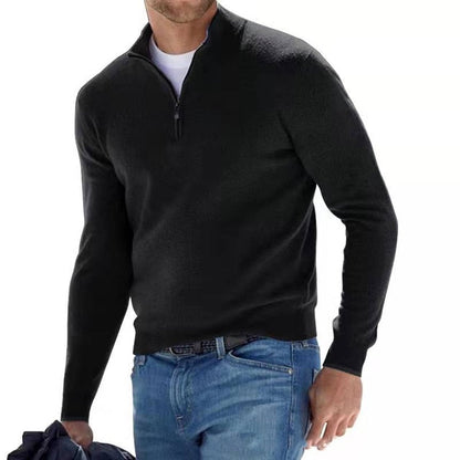 Casual Men's Zip Front V-Neck Sweater