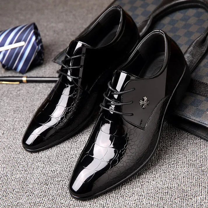 Sleek Black Leather Office Shoes For Men
