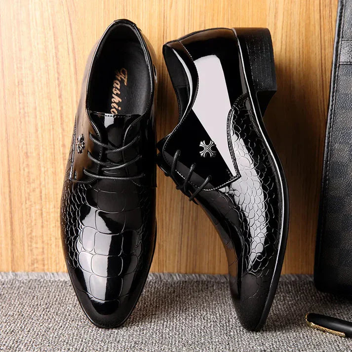 Sleek Black Leather Office Shoes For Men