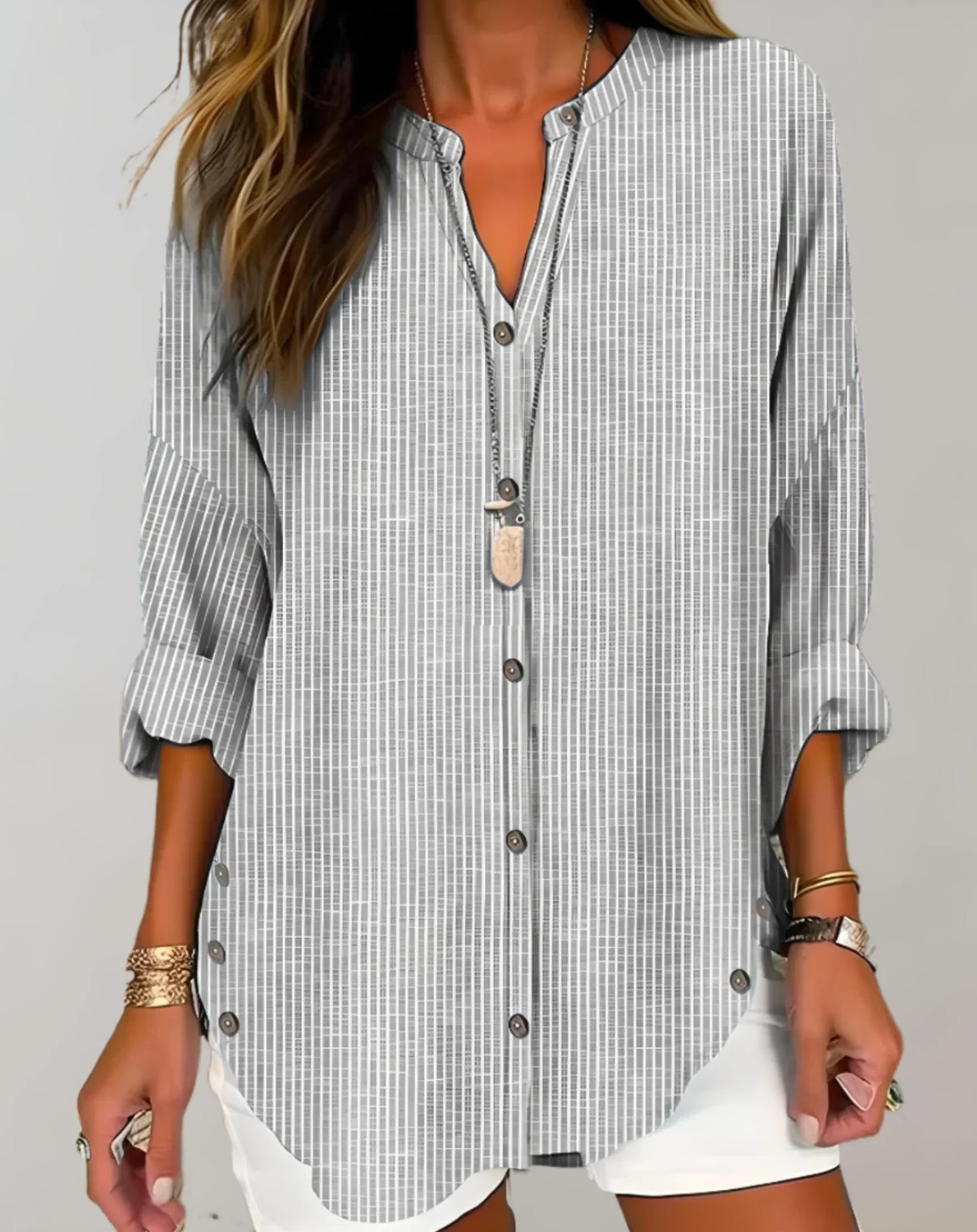 Classic Striped Long Sleeve Women's Blouse