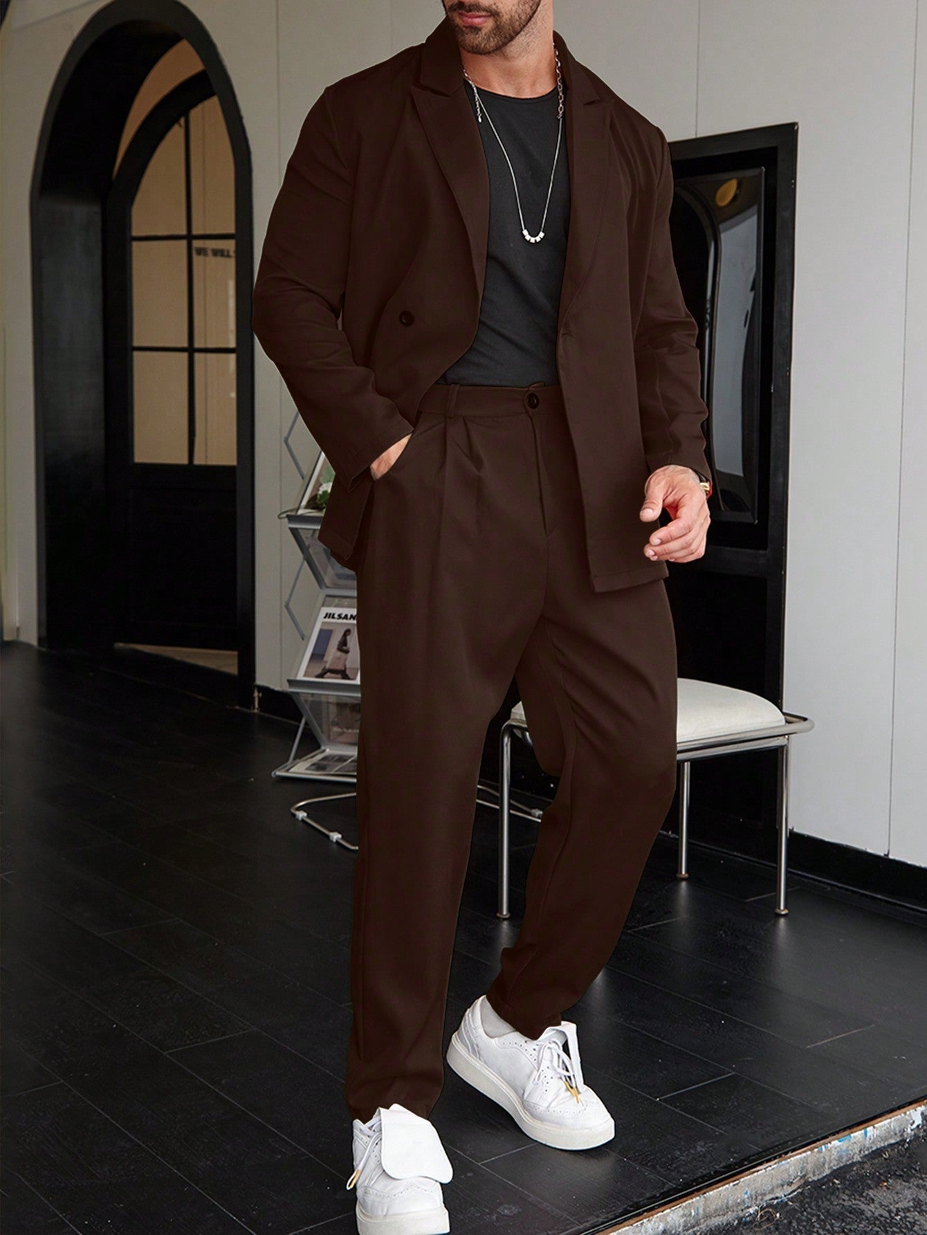 Nivaro Men's Wool Suit Solid Color