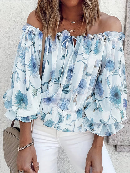 Chic Womens Floral Off Shoulder Top