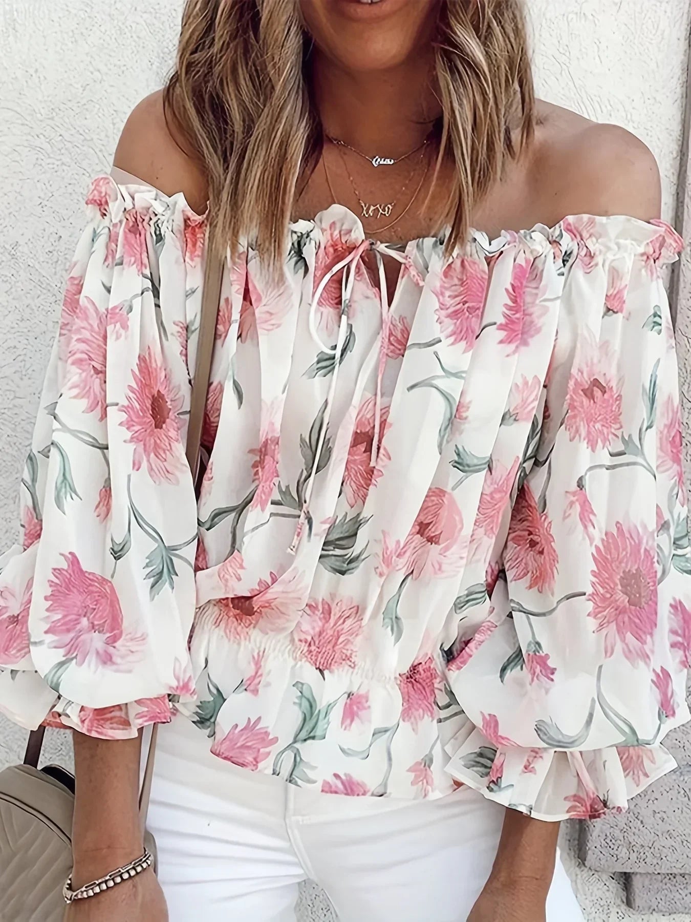 Chic Womens Floral Off Shoulder Top