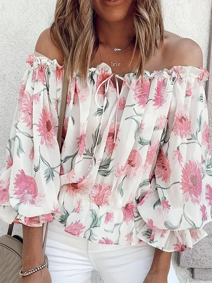 Chic Womens Floral Off Shoulder Top