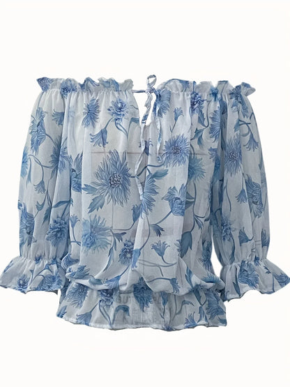 Chic Womens Floral Off Shoulder Top