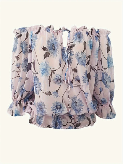 Chic Womens Floral Off Shoulder Top