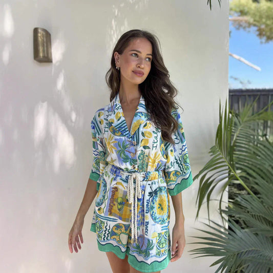 Casual Beach Romper | Floral Print Adjustable Waist Romper - OutfitLondon