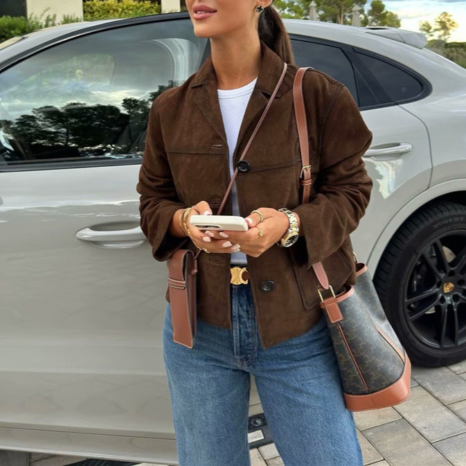 Leni | Big Suede Coat in Urban Chic Style