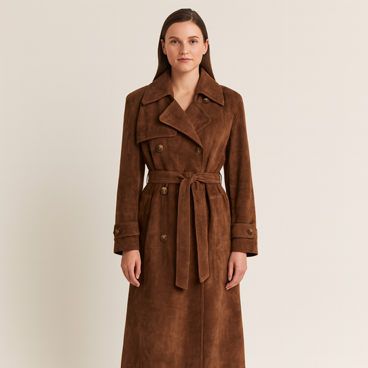 Classic Brown Trench Coat with Belt - OutfitLondon