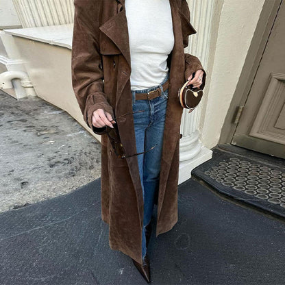 Classic Brown Trench Coat with Belt