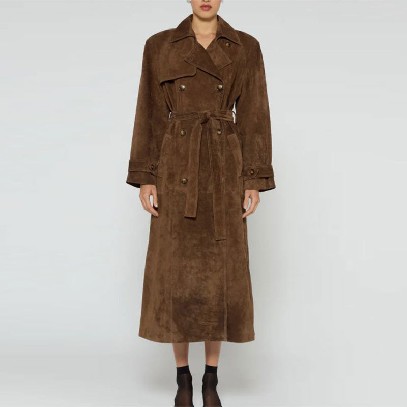Classic Brown Trench Coat with Belt