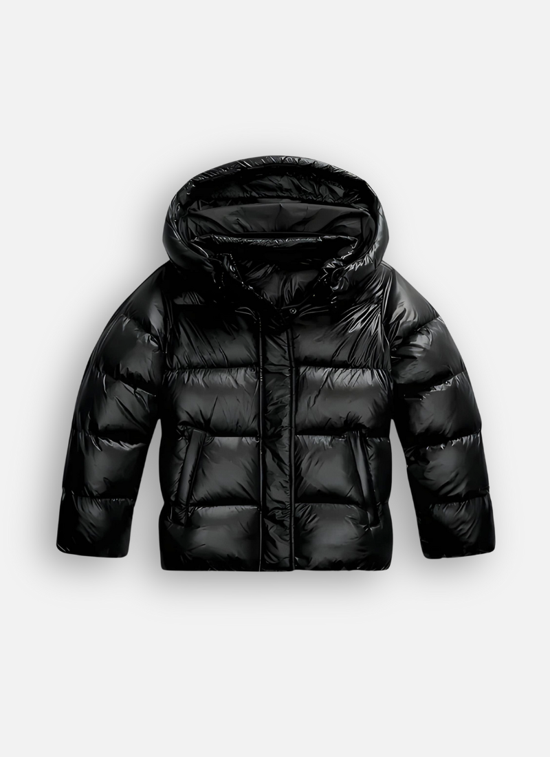 Premium Slim Puffer Coat with Shiny Finish - OutfitLondon
