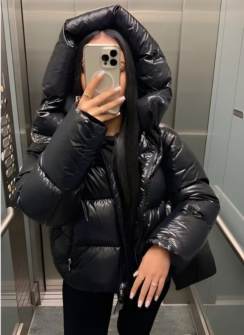 Premium Slim Puffer Coat with Shiny Finish