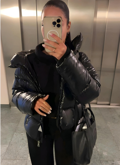 Premium Slim Puffer Coat with Shiny Finish