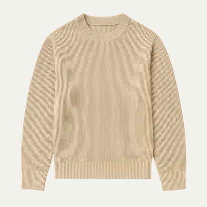 Men's Traditional Ribbed Crew Neck Pullover Sweater