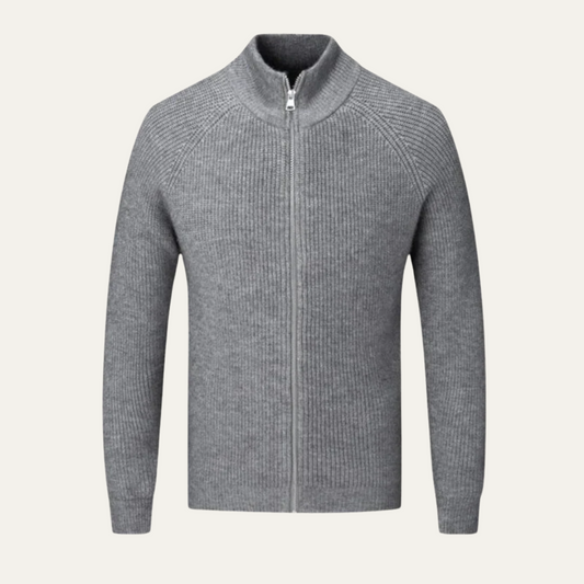 Classic Men's Warm Merino Wool Zip Cardigan - OutfitLondon