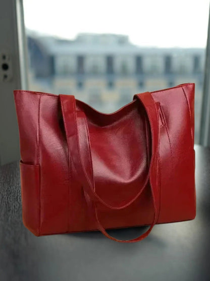 Elegant Genuine Leather Tote Shoulder Bag