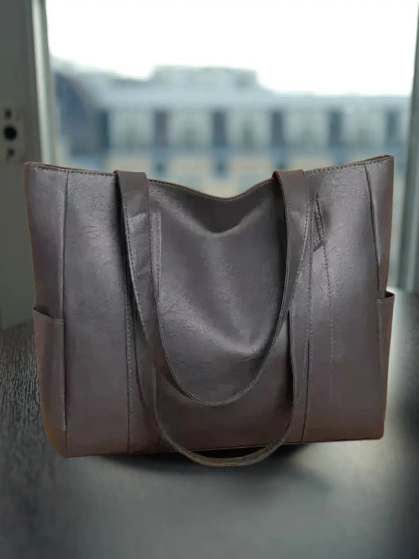 Elegant Genuine Leather Tote Shoulder Bag