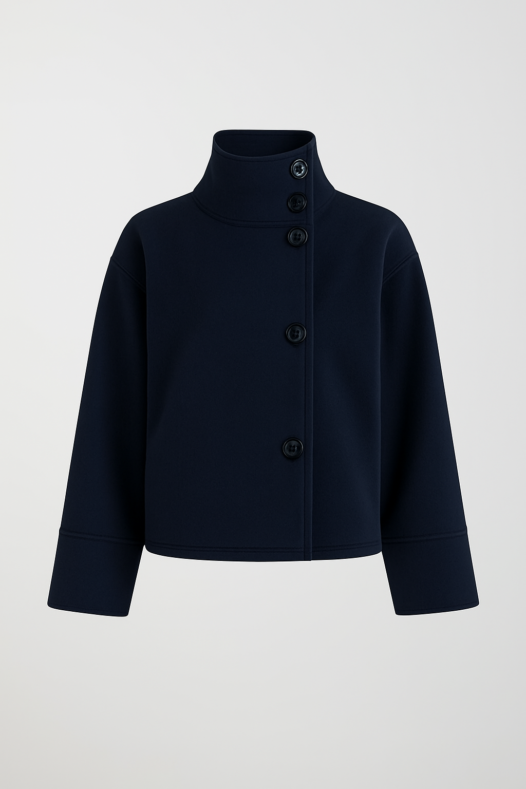 Stylish Short Women's Coat with Classic Collar and Button Front