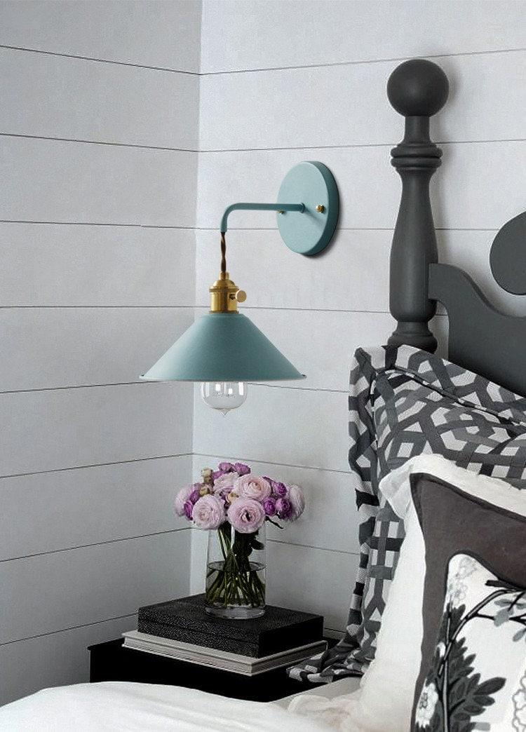 Vintage Cone Shaped Metal Wall Light with Bulb