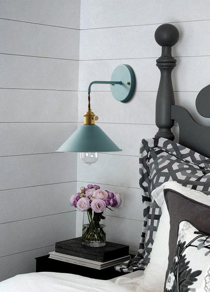Vintage Cone Shaped Metal Wall Light with Bulb