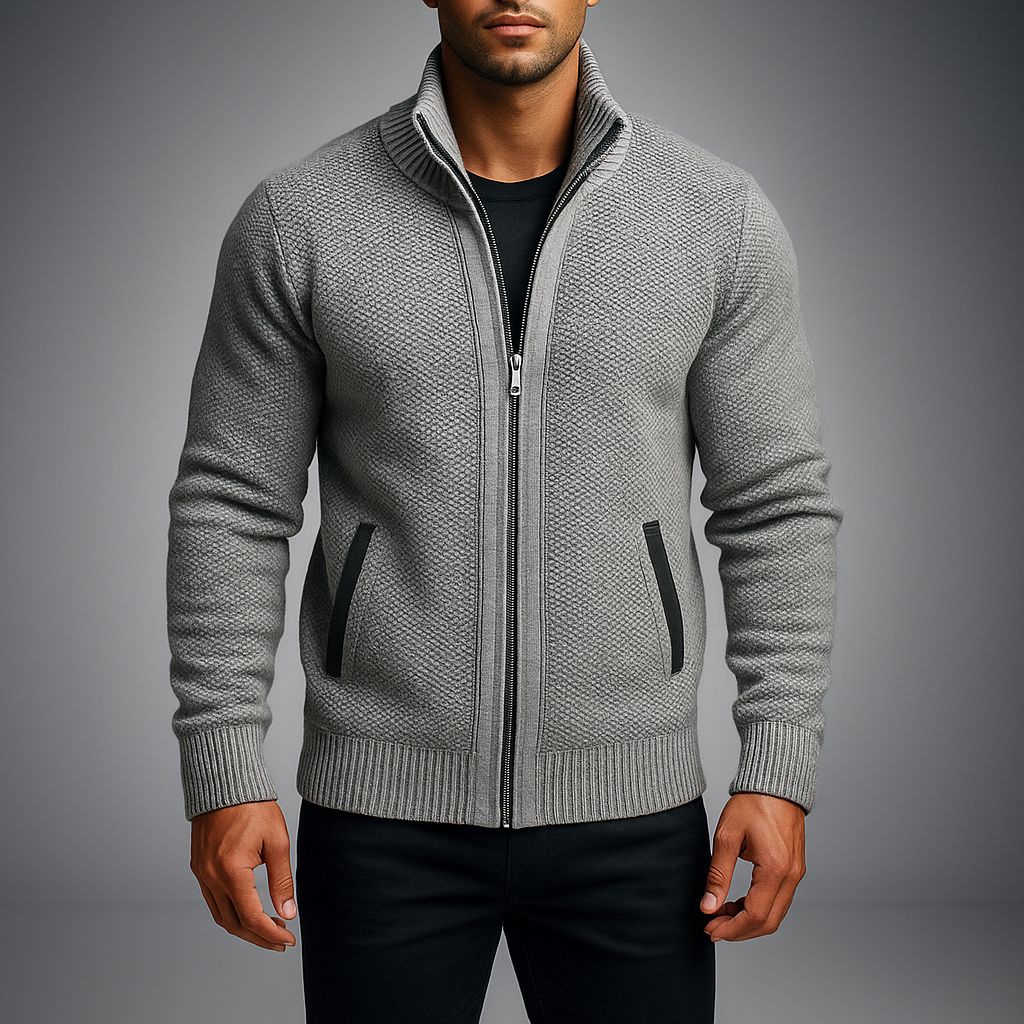 Warm Thermal Men's Heather Knit Coat
