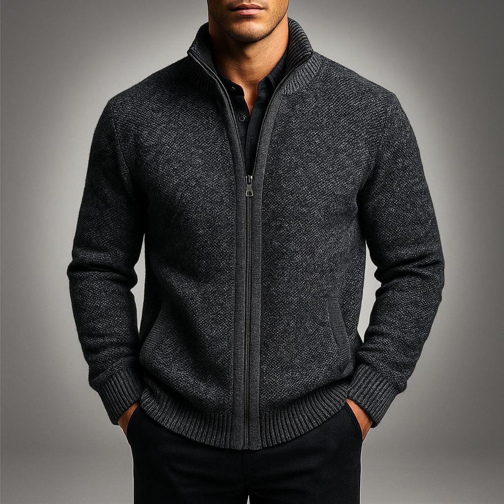 Warm Thermal Men's Heather Knit Coat