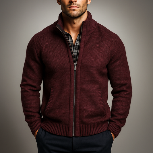Warm Thermal Men's Heather Knit Coat - OutfitLondon