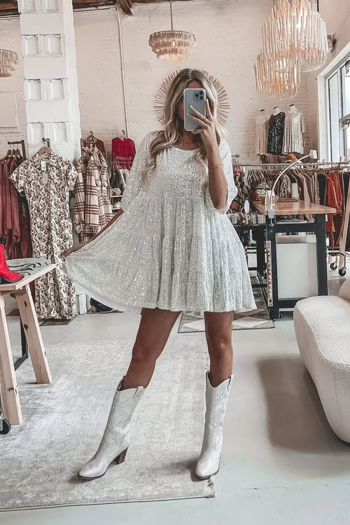 Nova Loose-fit Comfy Sequins Baby Doll Dress