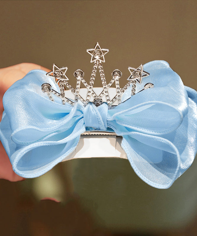 Girls Blue Hair Clip Tulle Bow Alloy - OutfitLondon