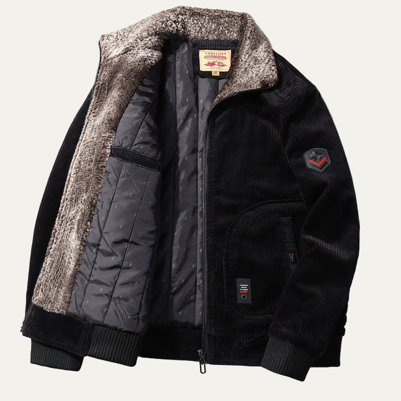 Relaxed Fit Corduroy Bomber Jacket for Men