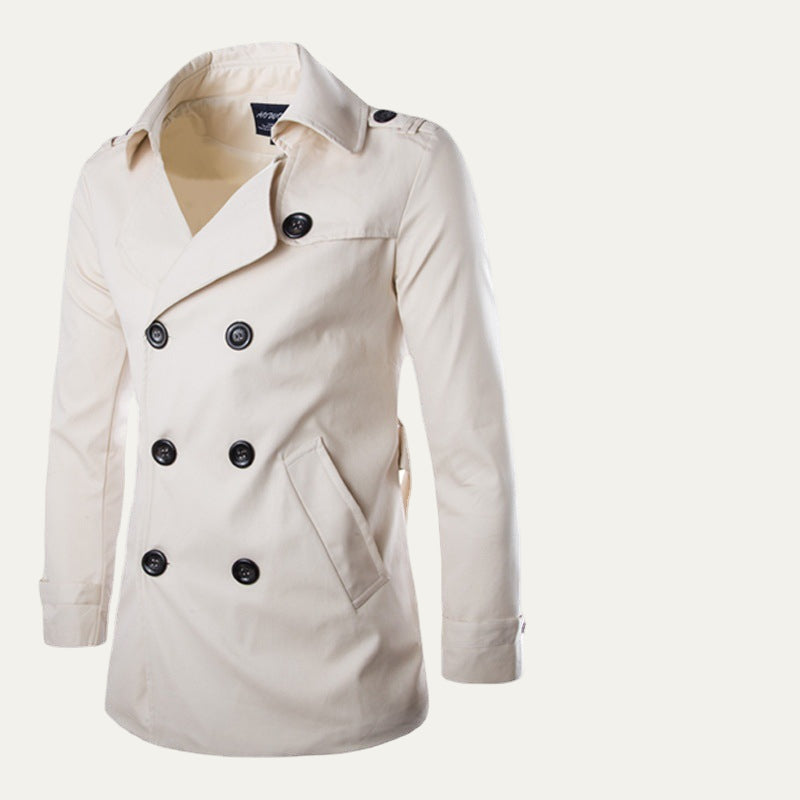 Classic Double Breasted Mens Trench Coat