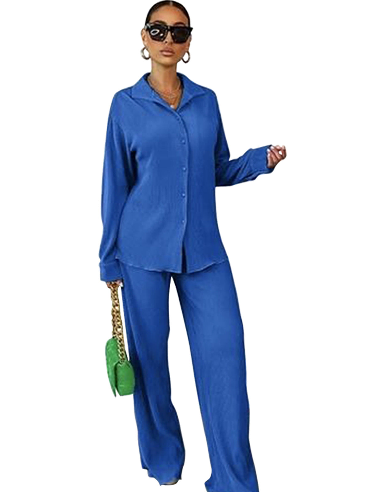 Women's Classic Collar Long Sleeve Pant Suit