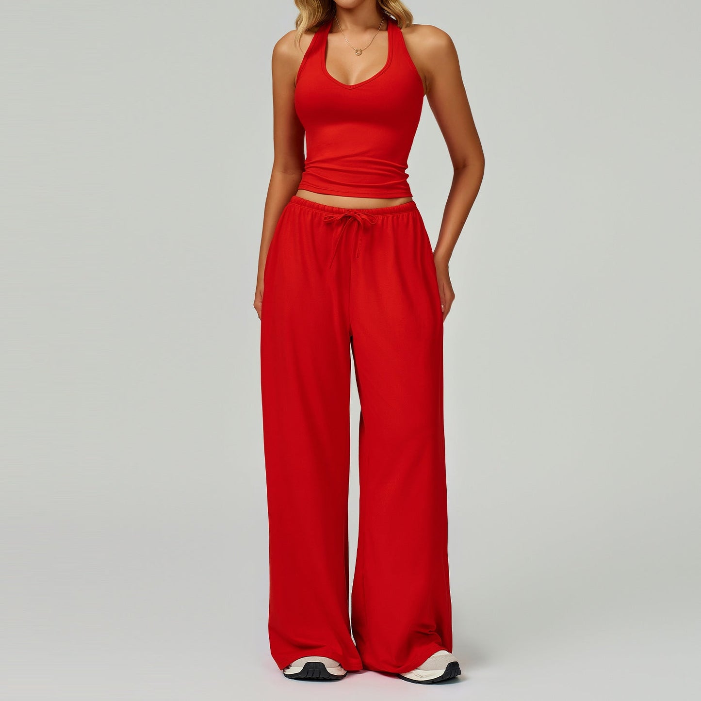 Relaxed Fit Crop Top and Loose Pant Set