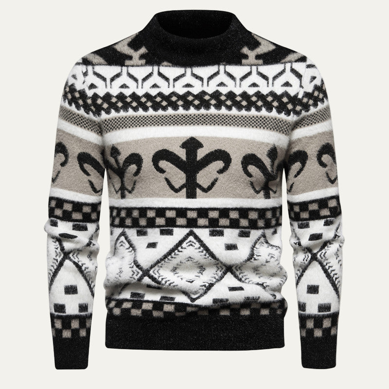 Warm Nordic Style Crew Neck Knit Sweater